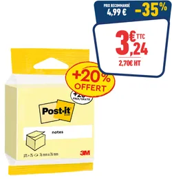 CUBE POST-IT JAUNE 450F