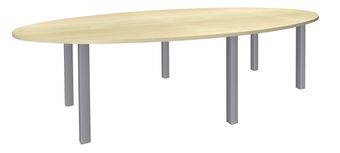 Table de réunion ovale - L280 cm - pieds exprim alu - Plateau imitation érable