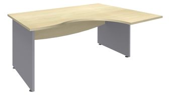 Bureau compact à droite DUAL - L180 cm - Pieds alu - plateau imitation Erable (Pieds de renfort ou caisson bout de bureau obligatoire à rajouter - non inclus)