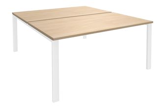 Bureau Bench IRIS - L140 cm - Plan de départ - Pieds blanc - plateau imitation Chêne clair