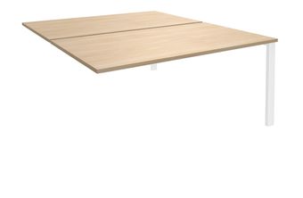 Bureau Bench IRIS - L180 cm - Plan suivant - Pieds blanc - plateau imitation Chêne clair