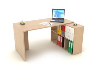 Bureau avec module 6 cases - 140 cm - chêne