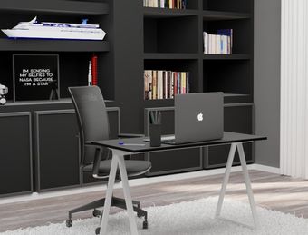 EasyHome - Bureau télétravail LV9 110 cm - blanc/noir