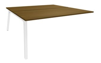 Bureau double STEELY - L140 cm - Double face Suivant - Pieds blancs - plateau imitation noyer