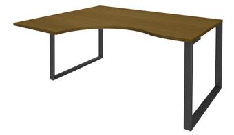 Bureau compact LOFTER - L180 cm - Retour à gauche - Plateau imitation noyer - pied carbone - (pied de renfort obligatoire à rajouter - non inclus)