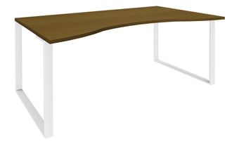 Bureau vague symétrique LOFTER - L180 cm - Plateau imitation noyer - pied blanc