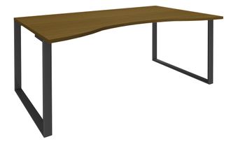 Bureau vague symétrique LOFTER - L180 cm - Plateau imitation noyer - pied Carbone