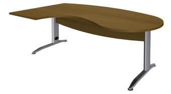 Bureau compact manager retour à gauche IDRA - 200 cm - Pied alu - noyer (Pieds de renfort obligatoire à rajouter - non inclus)