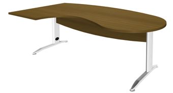 Bureau compact manager retour à gauche IDRA - 200 cm - Pied blanc - noyer (Pied de renfort obligatoire à rajouter - non inclus)