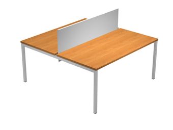 Bureau bench Trend - L140 - avec panneau de séparation - plateau imitation aulne