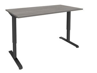 Bureau LEVEL - Bureau éléctrique - L160 - pied carbone - plateau imitation chêne gris
