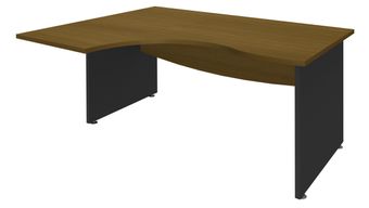 Bureau compact à gauche DUAL - L180 cm - Pieds Anthracite - plateau imitation noyer (Pieds de renfort ou caisson bout de bureau obligatoire à rajouter - non inclus)