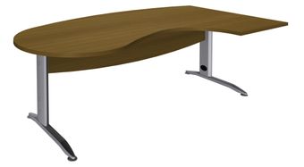 Bureau compact manager retour à droite IDRA - 200 cm - Pied alu - noyer (Pieds de renfort obligatoire à rajouter - non inclus)