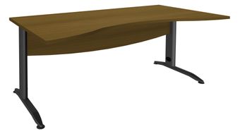 Bureau double vague symétrique IDRA - L180 cm - Pied anthracite - plateau imitation noyer