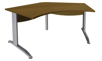 Bureau symétrique 120° IDRA - L185 cm - Pied alu - plateau imitation noyer
