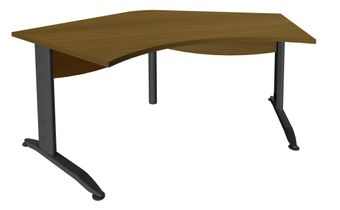 Bureau symétrique 120° IDRA - L185 cm - Pied anthracite - plateau imitation noyer