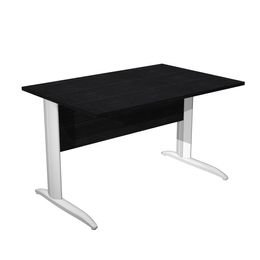 Bureau droit Trend - L140 - Pieds métals - plateau imitation frêne noir - pied blanc