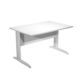 Bureau droit Trend - L160 - Pieds métals - plateau blanc - pied effet chromé