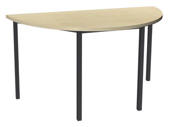 Table de réunion Demi-lune - 120 x 60 cm - Pieds carrés anthracite - imitation érable