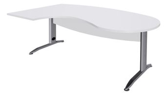 Bureau compact manager retour à gauche IDRA - 200 cm - Pied alu - Blanc perle (Pieds de renfort obligatoire à rajouter - non inclus)