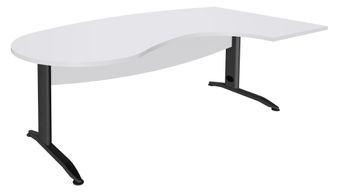 Bureau compact manager retour à droite IDRA - 200 cm - Pied anthracite - Blanc perle (Pieds de renfort obligatoire à rajouter - non inclus)
