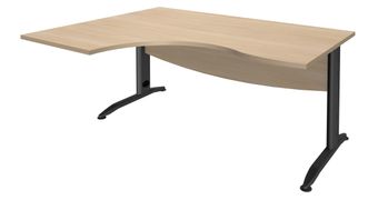 Bureau compact à gauche IDRA - L180 cm - Pieds anthracite - plateau imitation Chêne clair (Pieds de renfort obligatoire à rajouter - non inclus)