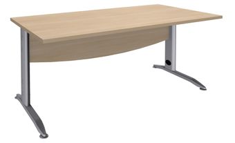 Bureau droit IDRA - L160 cm - Pieds alu - plateau imitation Chêne clair