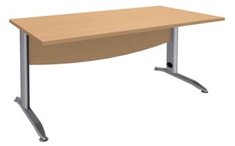 Bureau droit IDRA - L140 cm - Pieds alu - Plateau imitation Hêtre