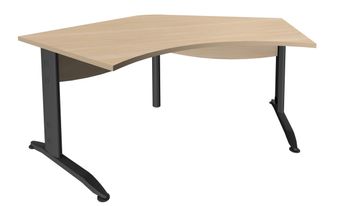 Bureau symétrique 120° IDRA - L185 cm - Pieds anthracite - plateau imitation Chêne clair