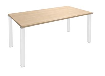 Bureau droit EXPRIM - L160 cm - Plateau imitation Chêne clair - Pieds blanc
