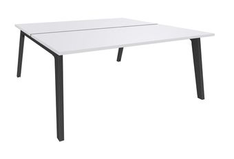 Bureau double STEELY - L120 cm - Double face Depart - Pieds carbone - plateau Blanc perle
