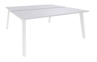 Bureau double STEELY - L140 cm - Double face Depart - Pieds blanc - plateau Blanc Perle