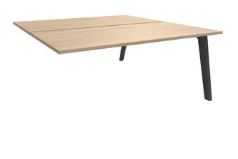 Bureau double STEELY - L140 cm - Double face Suivant - Pieds carbone - plateau imitation Chêne clair