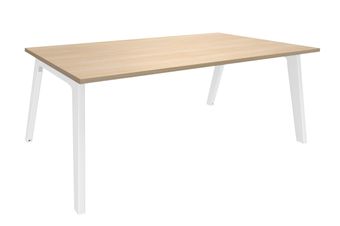 Bureau STEELY Manager - L180 x P100 x H72,5 cm - plateau imitation Chêne clair - Pieds blanc