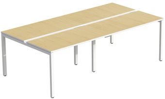 Bureau Bench 4 personnes EASYDESK - soit 4 plateaux L160xP80xH75 cm (L320 x P166) - Hêtre