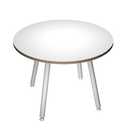 Table ronde - H74,4 cm - 100 cm - 4 pieds blanc - plateau blanc