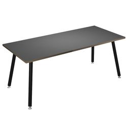 Table haute - 180 x 80 x 105 cm - Pieds métal noirs - Anthracite chants chêne