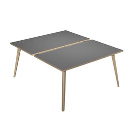 Bureau Bench LEONARDO - L120 x H74 x P168 - Pieds bois - Anthracite chants chêne