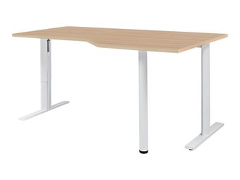 Bureau compact 90° à droite YES ! - 160 cm - Pieds ajustables blancs - Chêne
