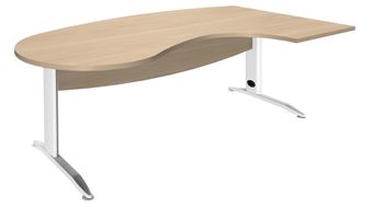 Bureau compact manager retour à droite IDRA - 200 cm - Pied blanc - Chêne clair (Pieds de renfort obligatoire à rajouter - non inclus)