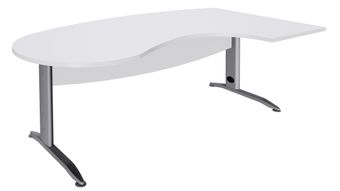 Bureau compact manager retour à droite IDRA - 200 cm - Pied alu - Blanc perle (Pieds de renfort obligatoire à rajouter - non inclus)