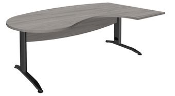 Bureau compact manager retour à droite IDRA - 200 cm - Pied anthracite - Chêne gris (Pieds de renfort obligatoire à rajouter - non inclus)