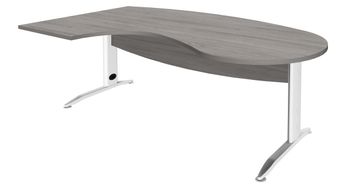 Bureau compact manager retour à gauche IDRA - 200 cm - Pied blanc - Chêne gris (Pieds de renfort obligatoire à rajouter - non inclus)