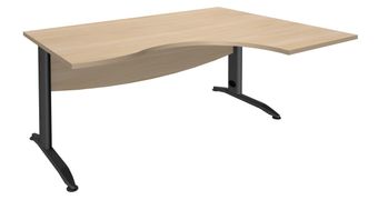 Bureau compact à droite IDRA - L160 cm - Pieds anthracite - plateau imitation Chêne clair (Pieds de renfort obligatoire à rajouter - non inclus)