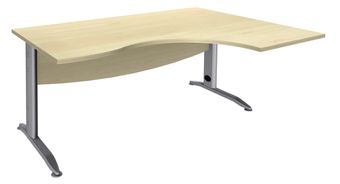 Bureau compact à droite IDRA - L160 cm - Pieds Alu - plateau imitation Erable (Pieds de renfort obligatoire à rajouter - non inclus)