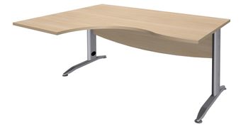 Bureau compact à gauche IDRA - L160 cm - Pieds alu - plateau imitation Chêne clair (Pieds de renfort obligatoire à rajouter - non inclus)