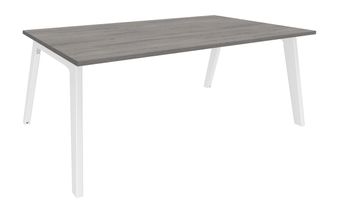 Bureau STEELY Manager - L180 x P100 x H72,5 cm - plateau imitation Chêne gris - Pieds blanc