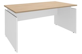 Bureau INEO JET UP Bureau Vallée - Réglable en hauteur - L140 x H74/78/82 x P80 cm - Pieds blanc - plateau imitation chêne clair - Entretoise Blanc