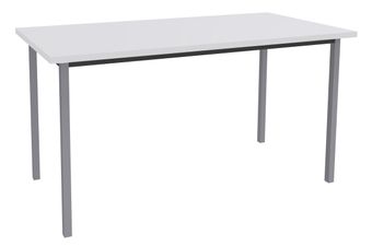 Table de réunion Rectangulaire - 140 x 70 cm - Pieds carrés aluminium - blanc perle