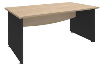 Bureau droit DUAL - L140 - Pieds Anthracite - plateau imitation Chêne clair